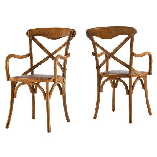 Countryside-Chic Dining Armchair Set of 2, Walnut