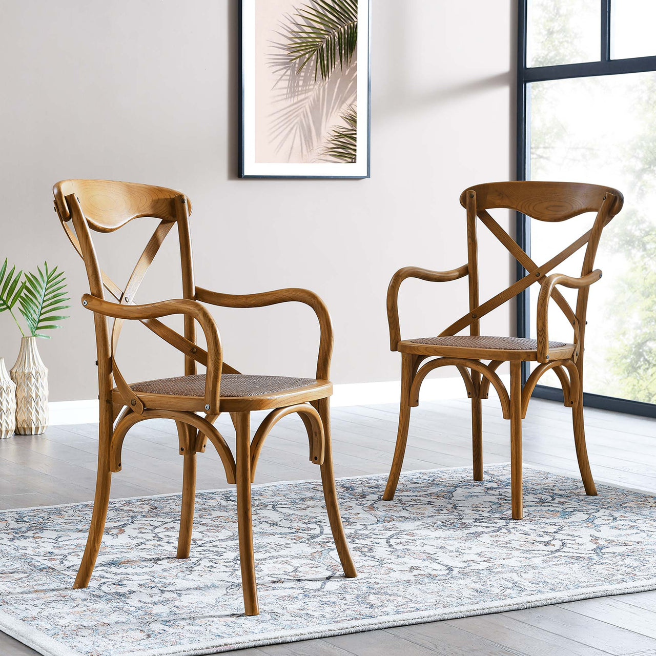 Countryside-Chic Dining Armchair Set of 2, Walnut