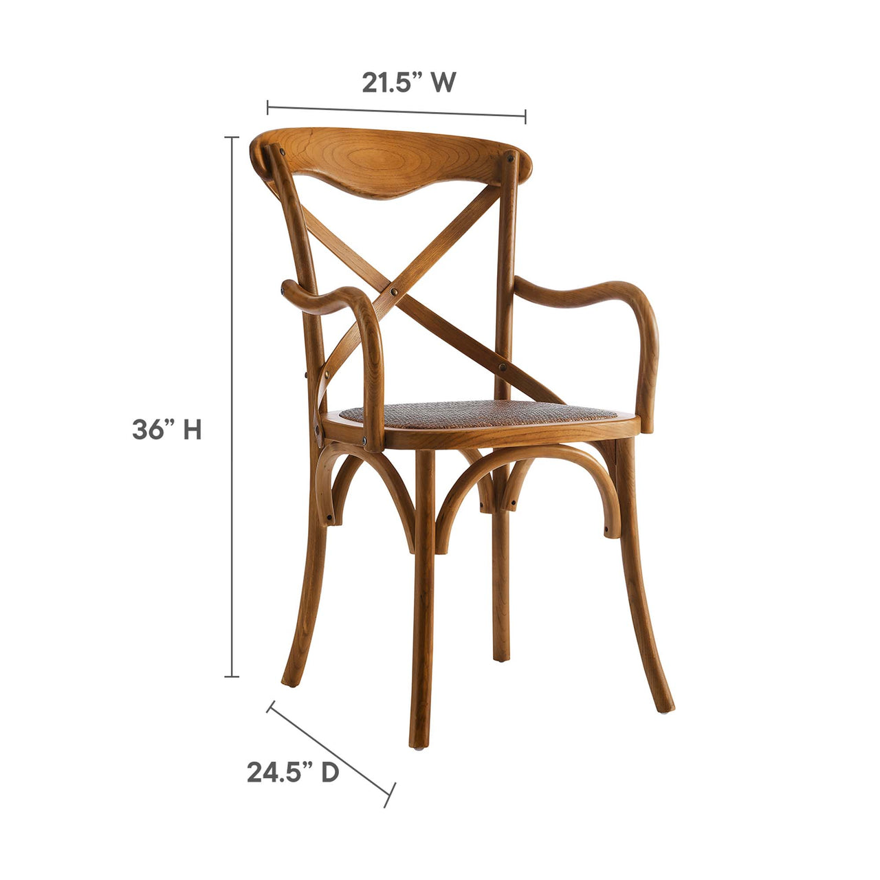 Countryside-Chic Dining Armchair Set of 2, Walnut