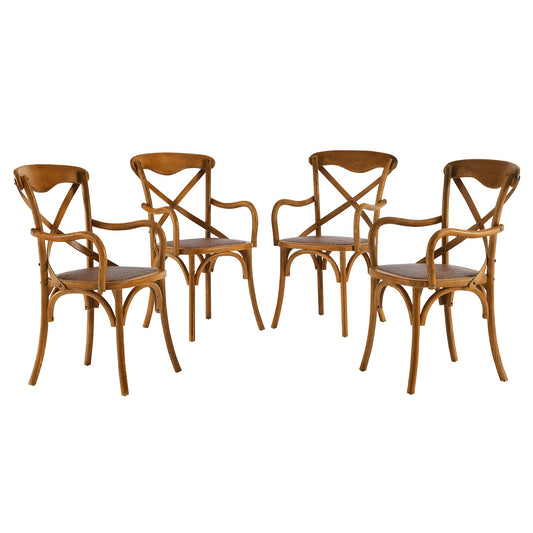 Countryside-Chic Dining Armchair Set of 4, Walnut