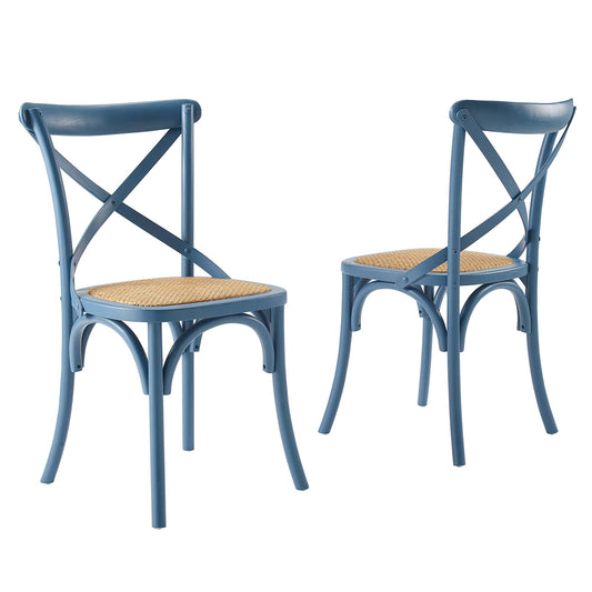 Countryside-Chic Dining Chair Set of 2, Blue