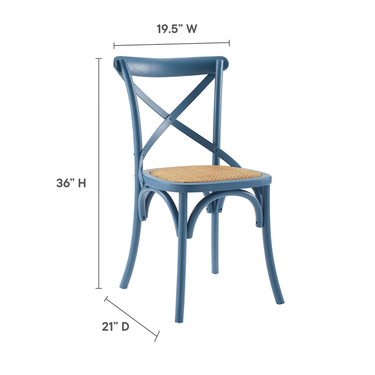 Countryside-Chic Dining Chair Set of 2, Blue