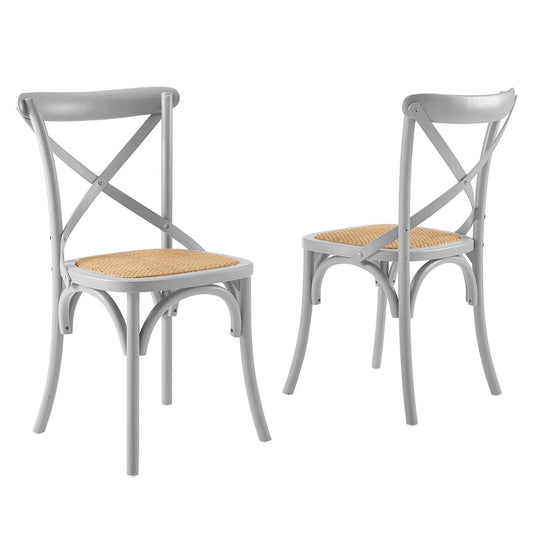 Countryside-Chic Dining Chair Set of 2, Light Gray