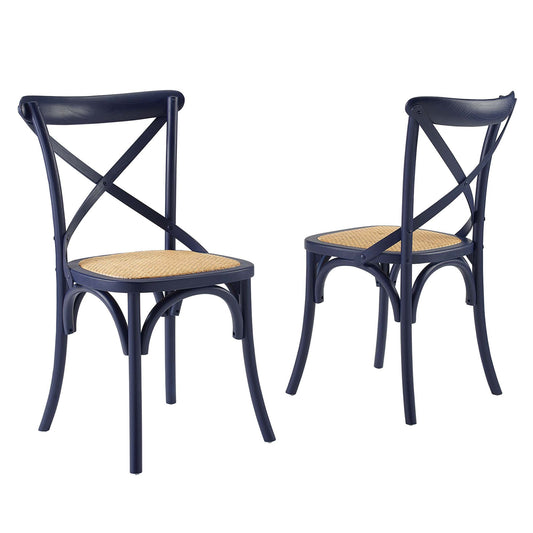 Countryside-Chic Dining Chair Set of 2, Dark Blue