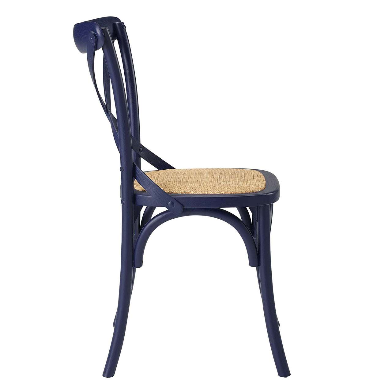 Countryside-Chic Dining Chair Set of 2, Dark Blue