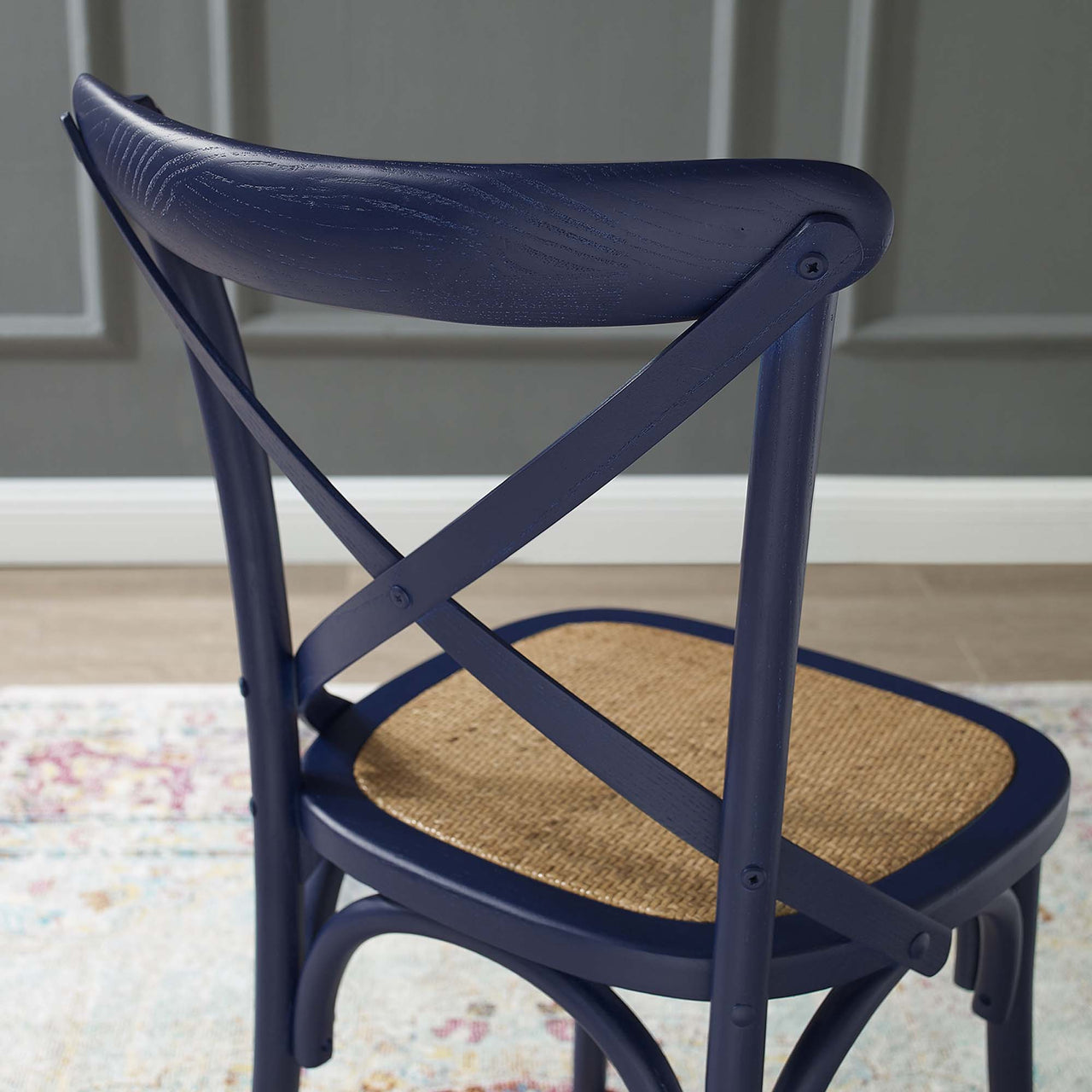 Countryside-Chic Dining Chair Set of 2, Dark Blue