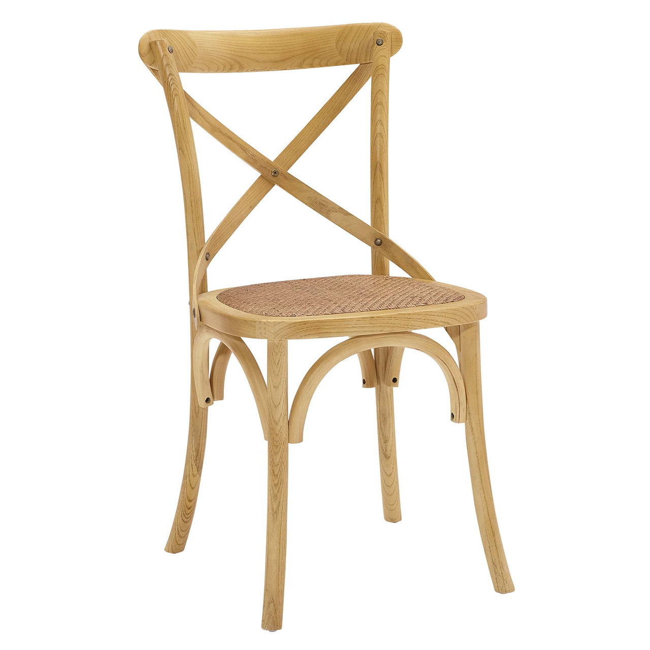 Countryside-Chic Dining Chair Set of 2, Natural Wood