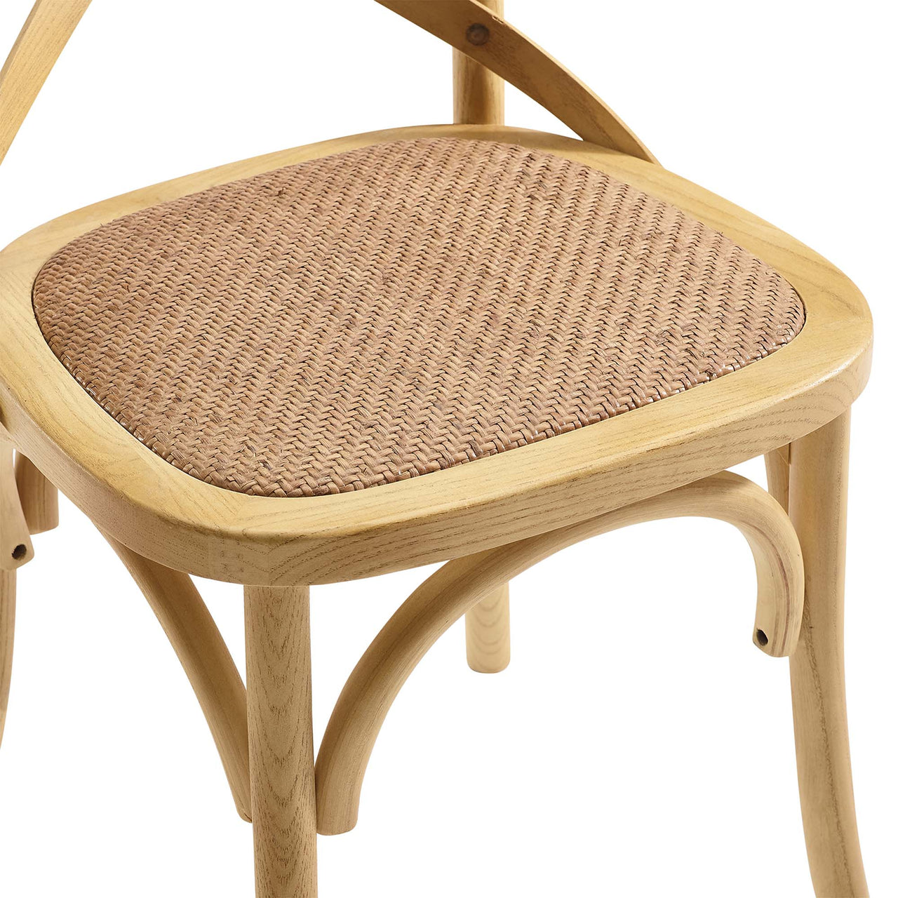 Countryside-Chic Dining Chair Set of 2, Natural Wood