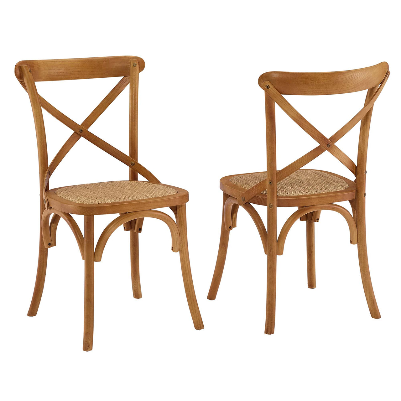 Countryside-Chic Dining Chair Set of 2, Walnut
