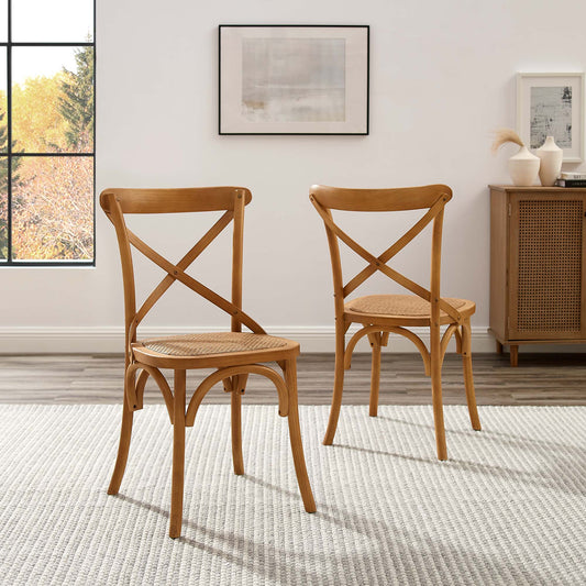 Countryside-Chic Dining Chair Set of 2, Walnut