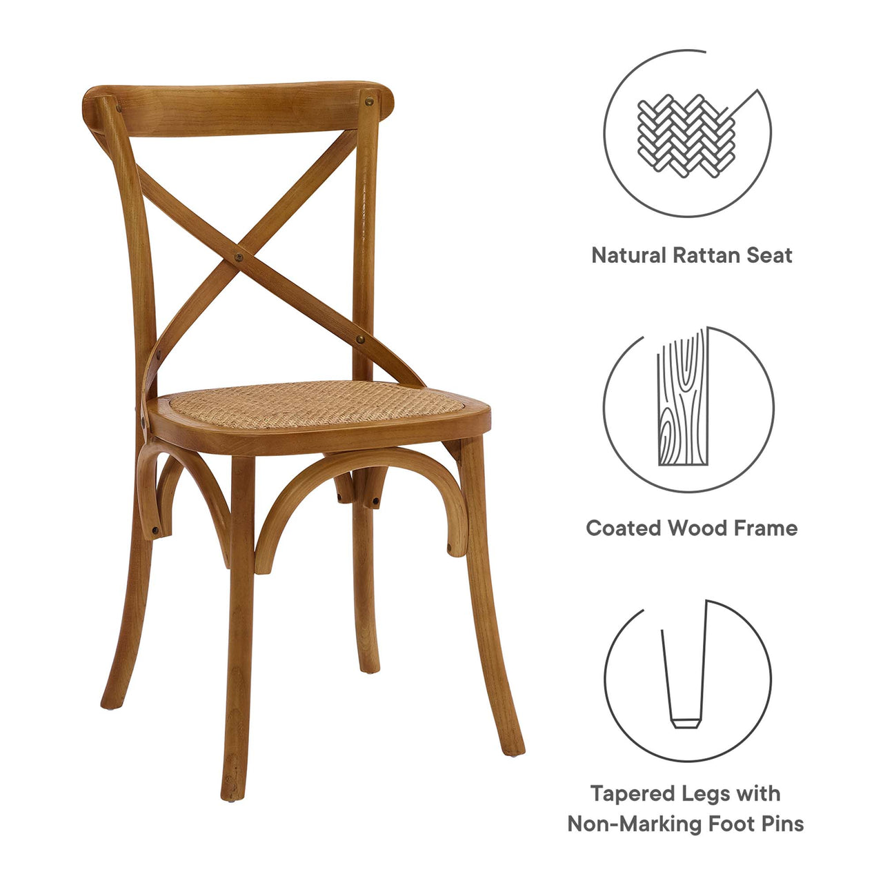 Countryside-Chic Dining Chair Set of 2, Walnut
