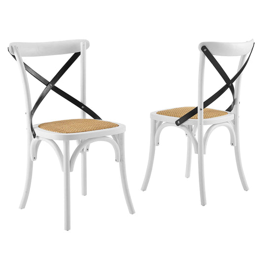 Countryside-Chic Dining Chair Set of 2, White & Black