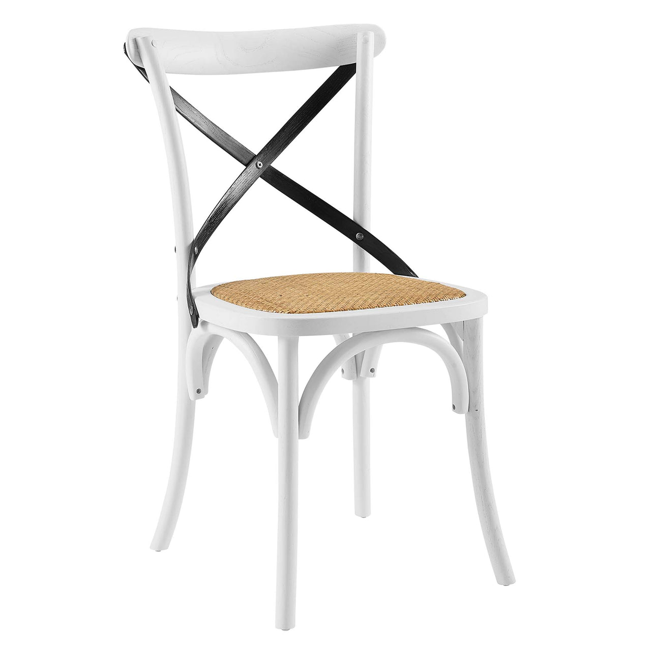 Countryside-Chic Dining Chair Set of 2, White & Black