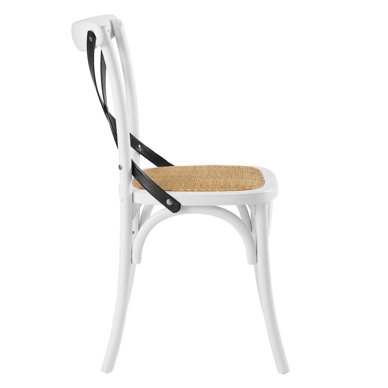 Countryside-Chic Dining Chair Set of 2, White & Black