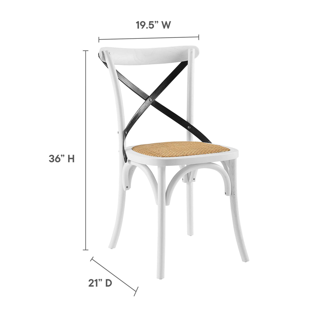 Countryside-Chic Dining Chair Set of 2, White & Black