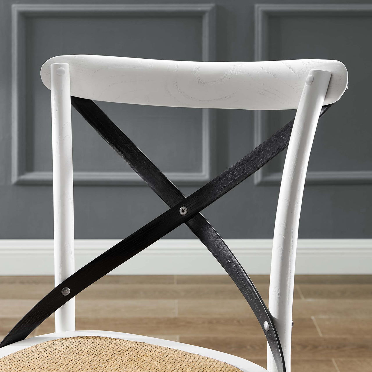 Countryside-Chic Dining Chair Set of 2, White & Black