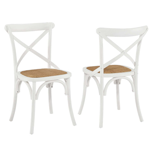 Countryside-Chic Dining Chair Set of 2, White