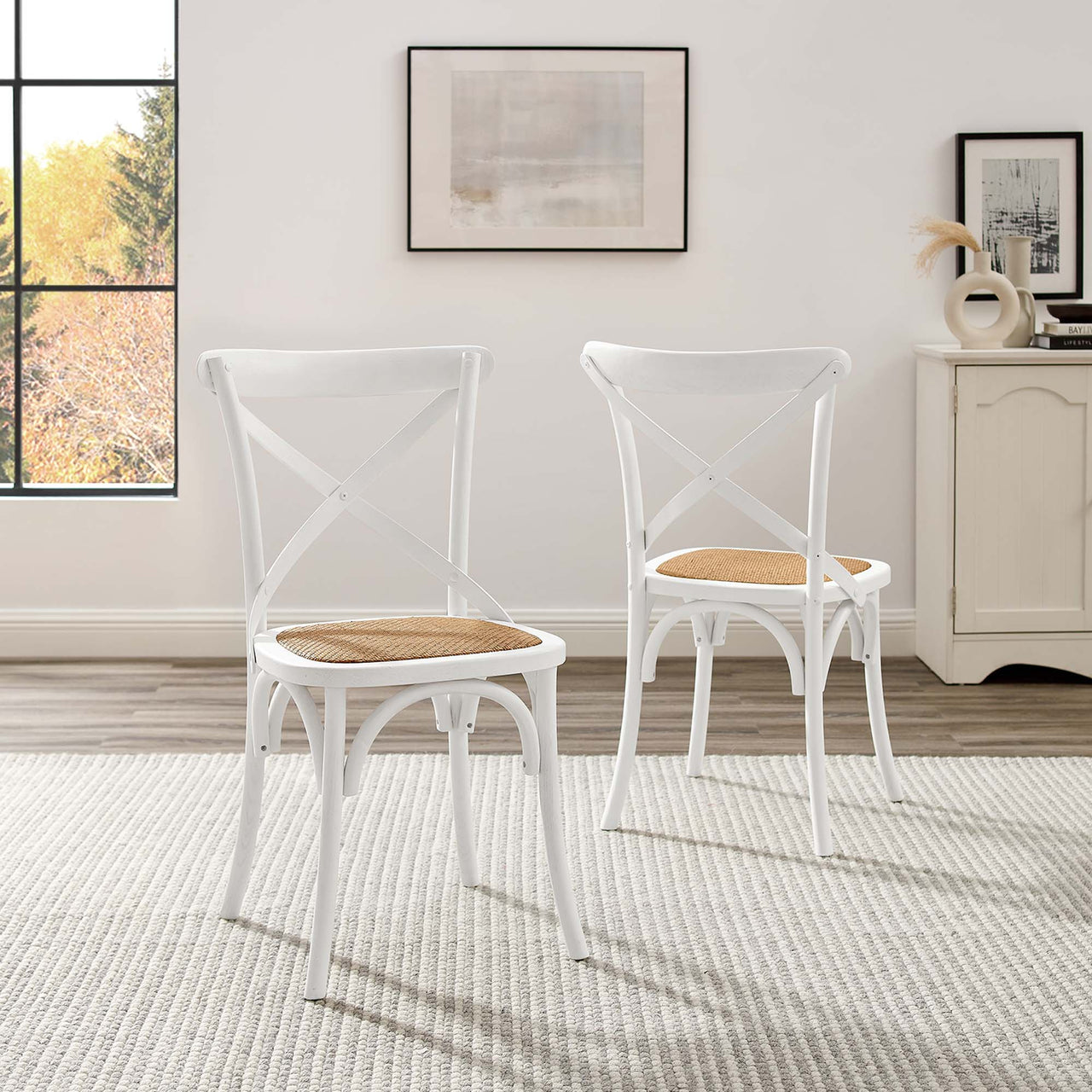 Countryside-Chic Dining Chair Set of 2, White