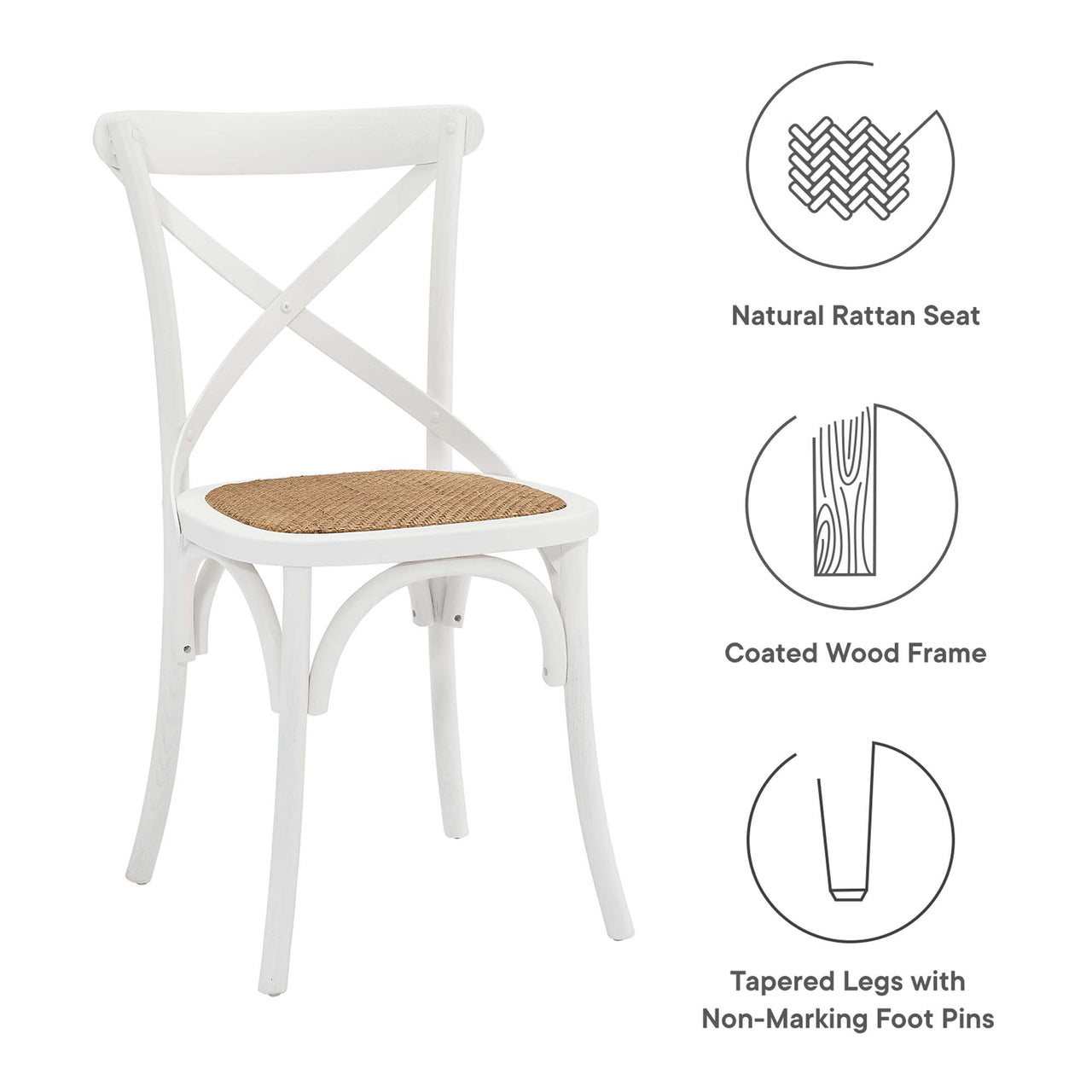 Countryside-Chic Dining Chair Set of 2, White