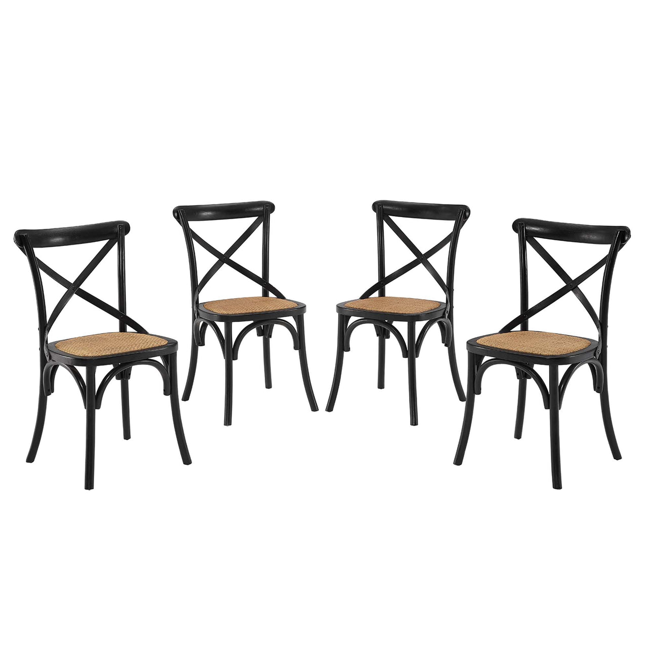 Countryside-Chic Dining Chair Set of 4, Black