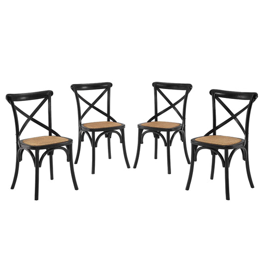 Countryside-Chic Dining Chair Set of 4, Black