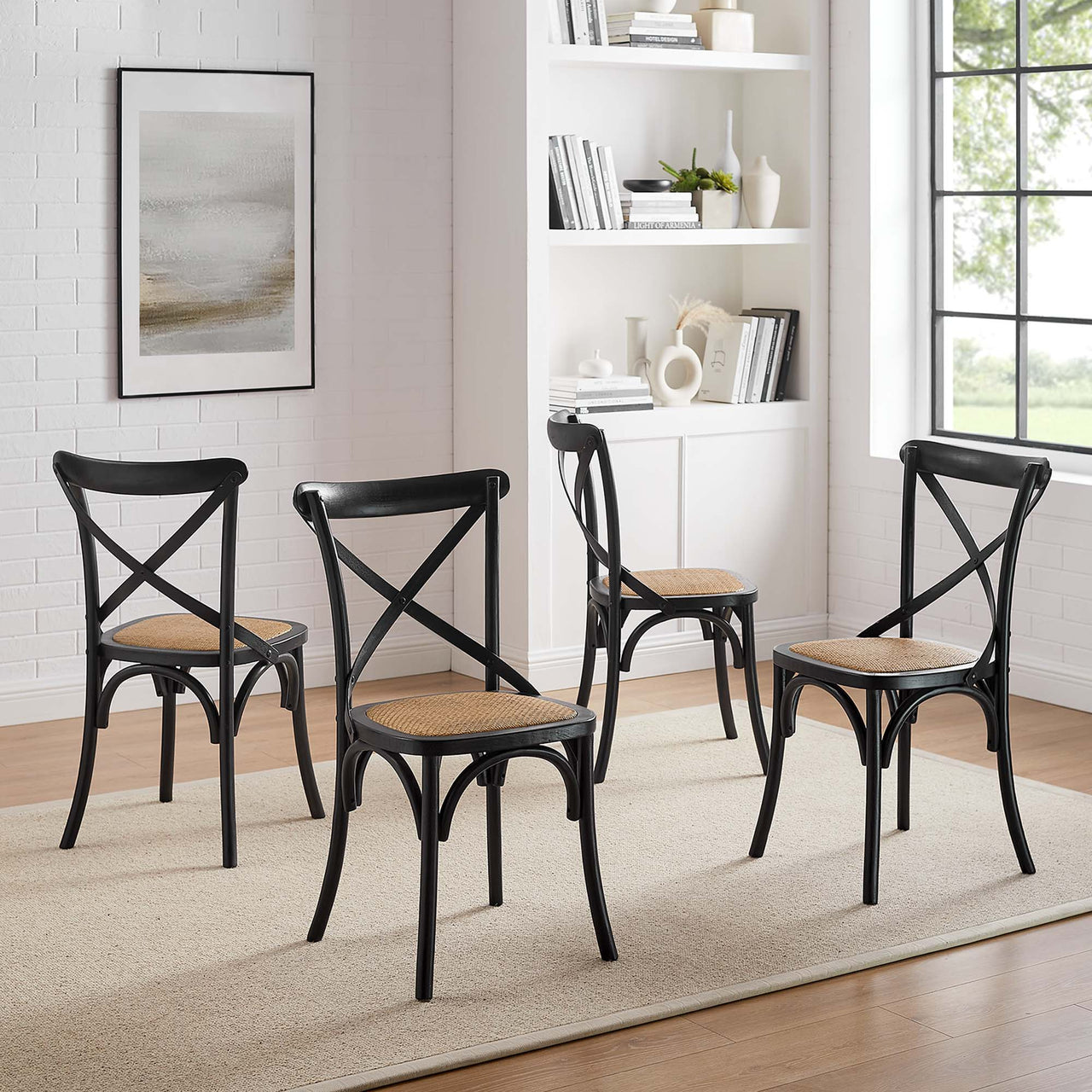 Countryside-Chic Dining Chair Set of 4, Black