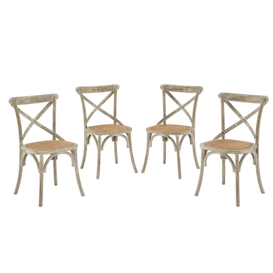 Countryside-Chic Dining Chair Set of 4, Gray