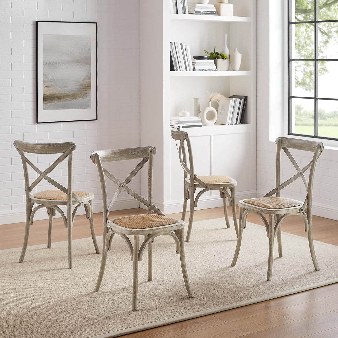 Countryside-Chic Dining Chair Set of 4, Gray