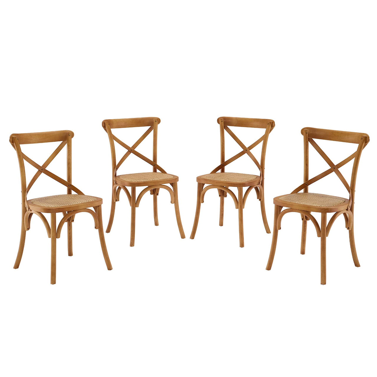 Countryside-Chic Dining Chair Set of 4, Walnut