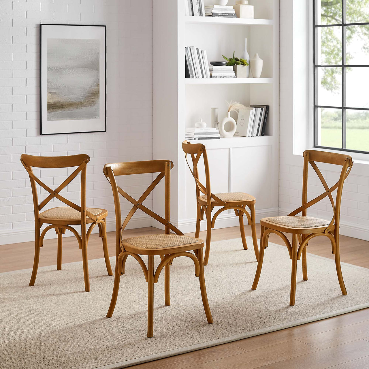 Countryside-Chic Dining Chair Set of 4, Walnut