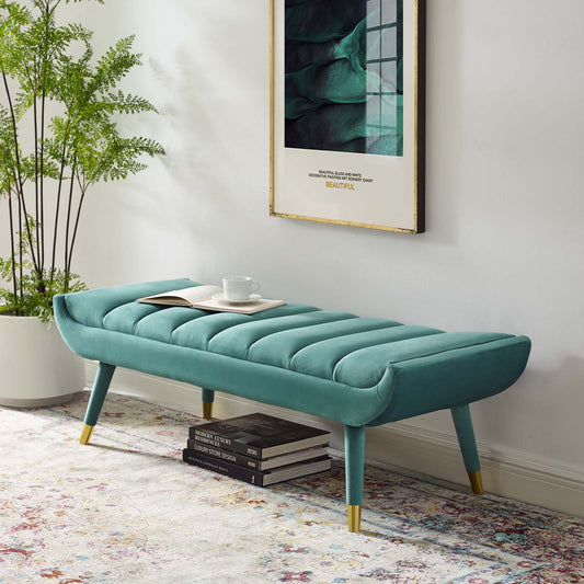 Sorelle Upholstered Velvet Bench, Teal
