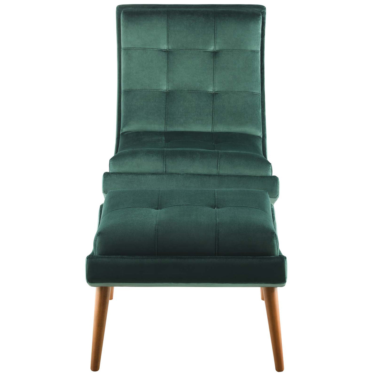 Glide Upholstered Velvet Lounge Chair w/ Ottoman, Green