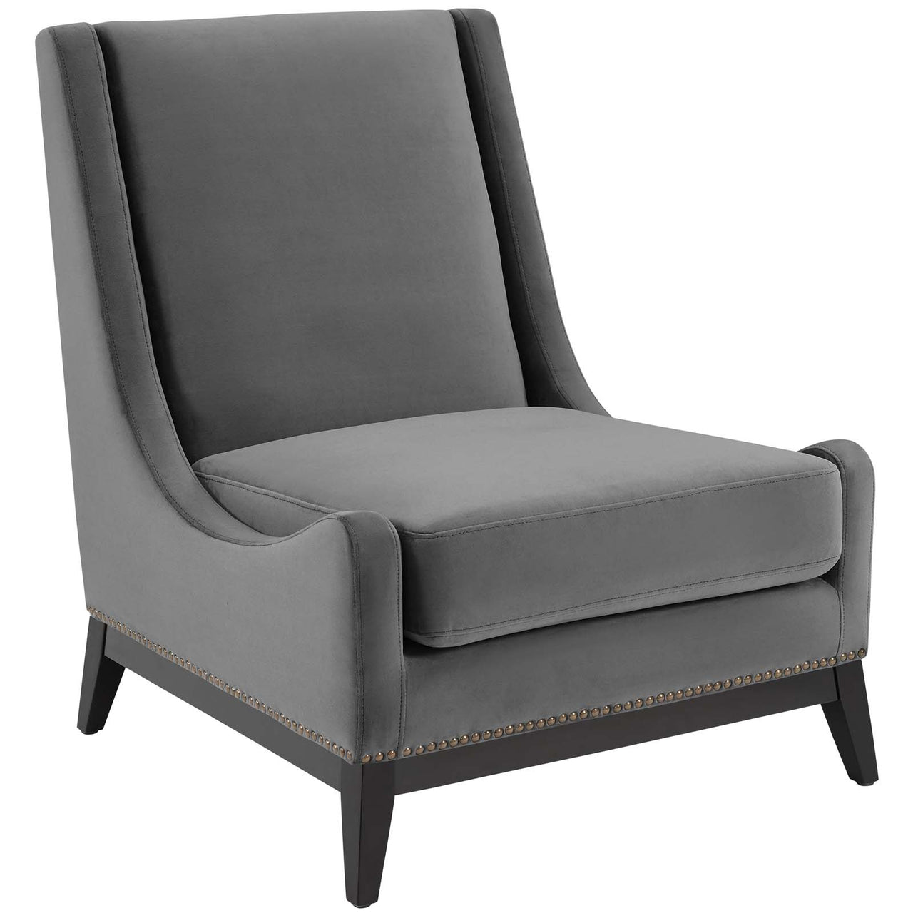 Assertion Upholstered Velvet Accent Chair, Gray