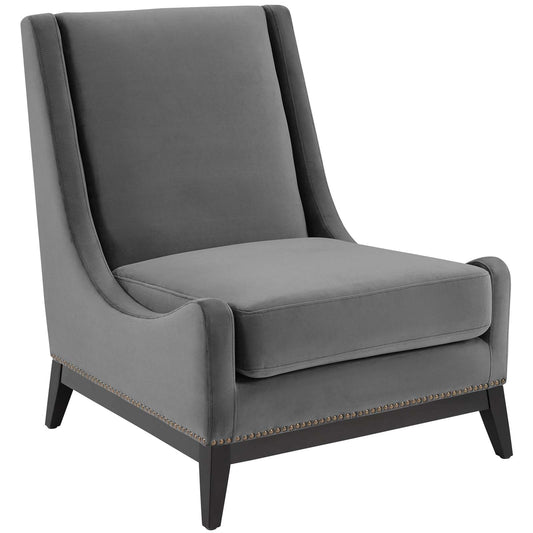 Assertion Upholstered Velvet Accent Chair, Gray