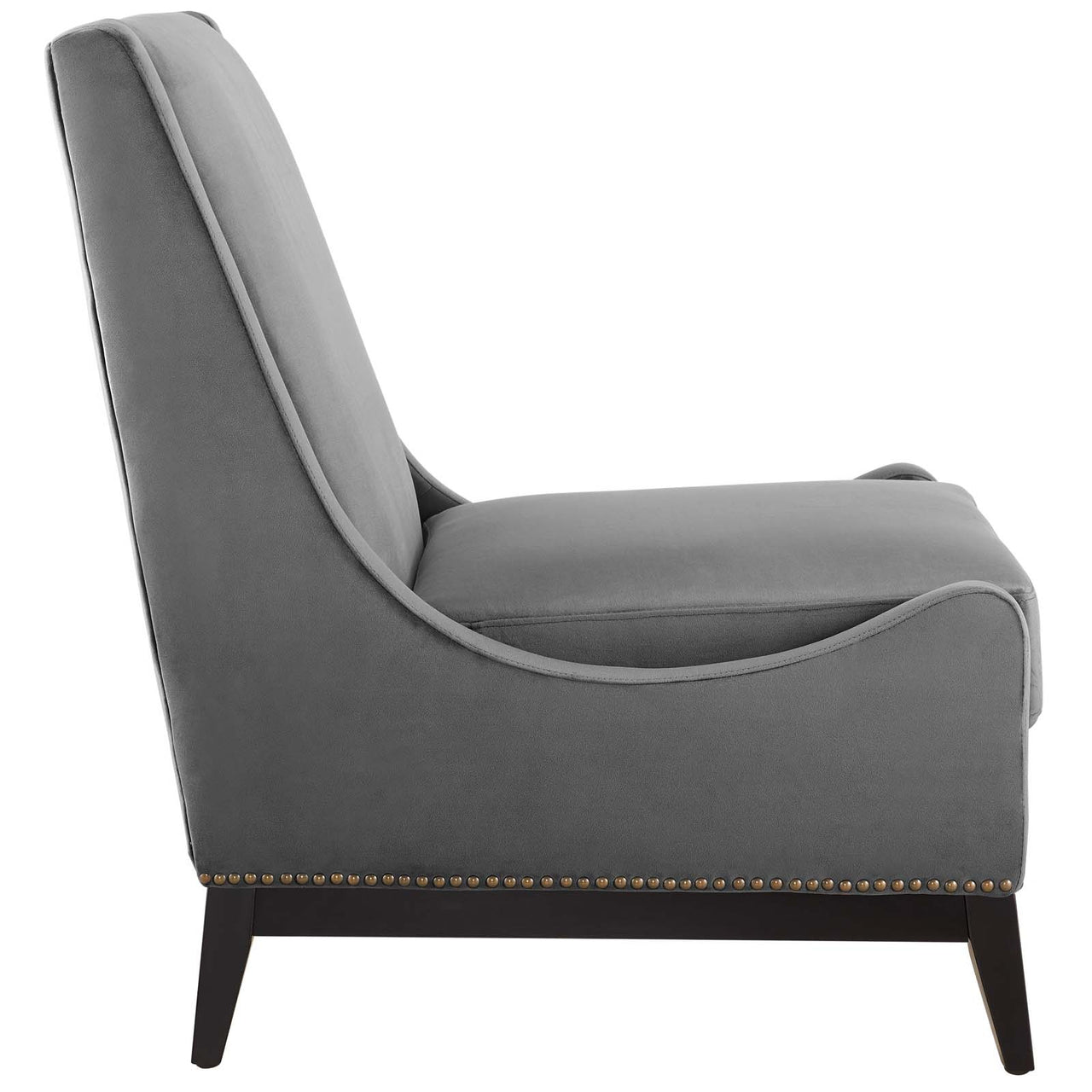 Assertion Upholstered Velvet Accent Chair, Gray