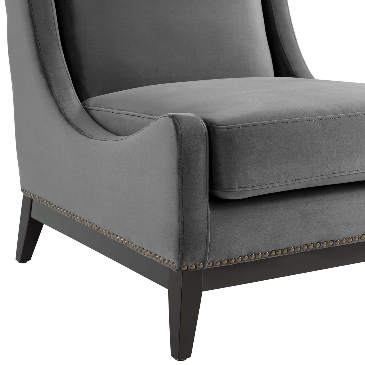 Assertion Upholstered Velvet Accent Chair, Gray