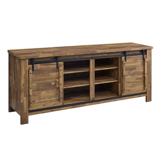 Jest TV Stand w/ Sliding Doors, Walnut