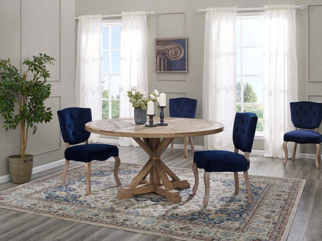 Allison Round Dining Table, Medium, Brown