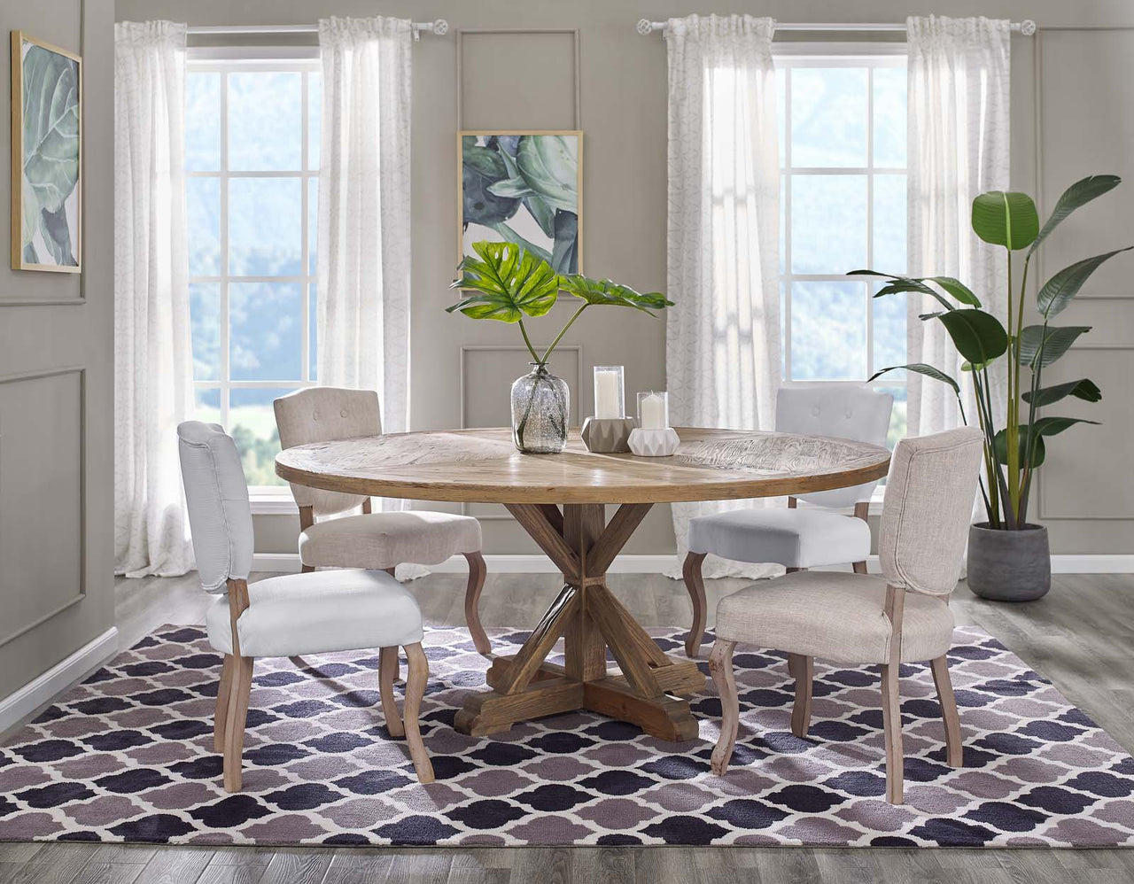 Allison Round Dining Table, Large, Brown
