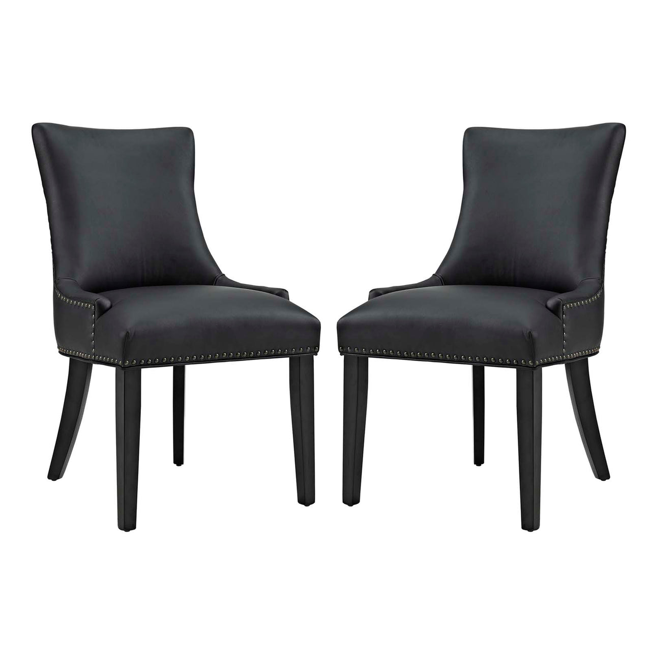Marvelle Faux Leather Dining Chair Set of 2, Black