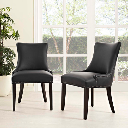 Marvelle Faux Leather Dining Chair Set of 2, Black
