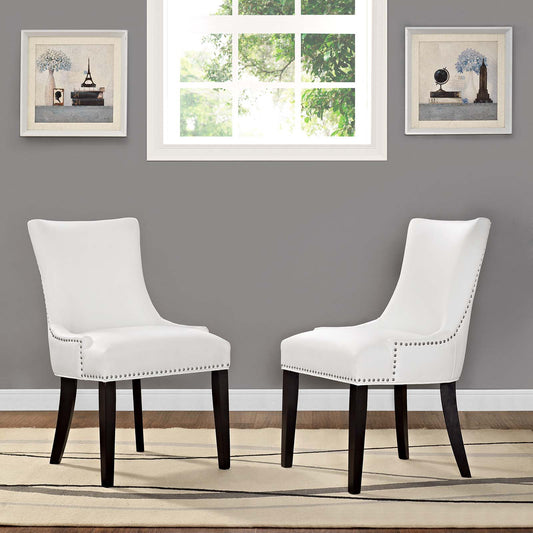 Marvelle Faux Leather Dining Chair Set of 2, White