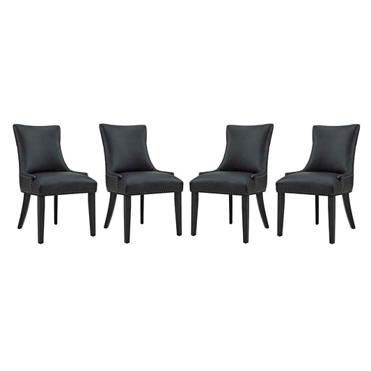 Marvelle Faux Leather Dining Chair Set of 4, Black