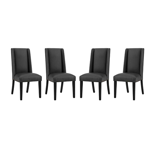 Bellare Eco-Leather Dining Chair Set of 4, Black