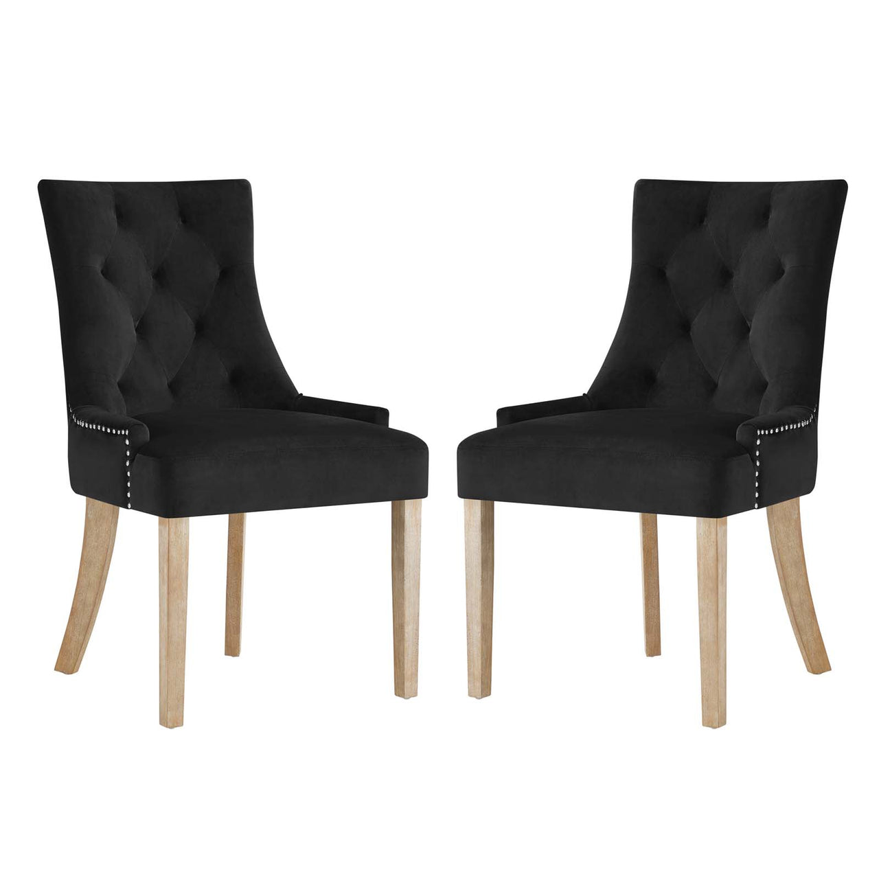 Queensridge Velvet Dining Chair Set of 2, Black