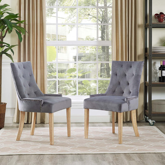 Queensridge Velvet Dining Chair Set of 2, Gray