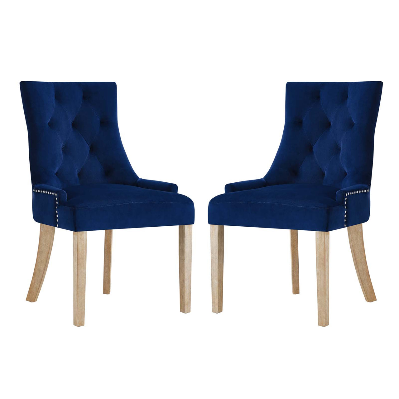 Queensridge Velvet Dining Chair Set of 2, Navy