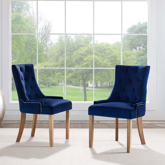 Queensridge Velvet Dining Chair Set of 2, Navy