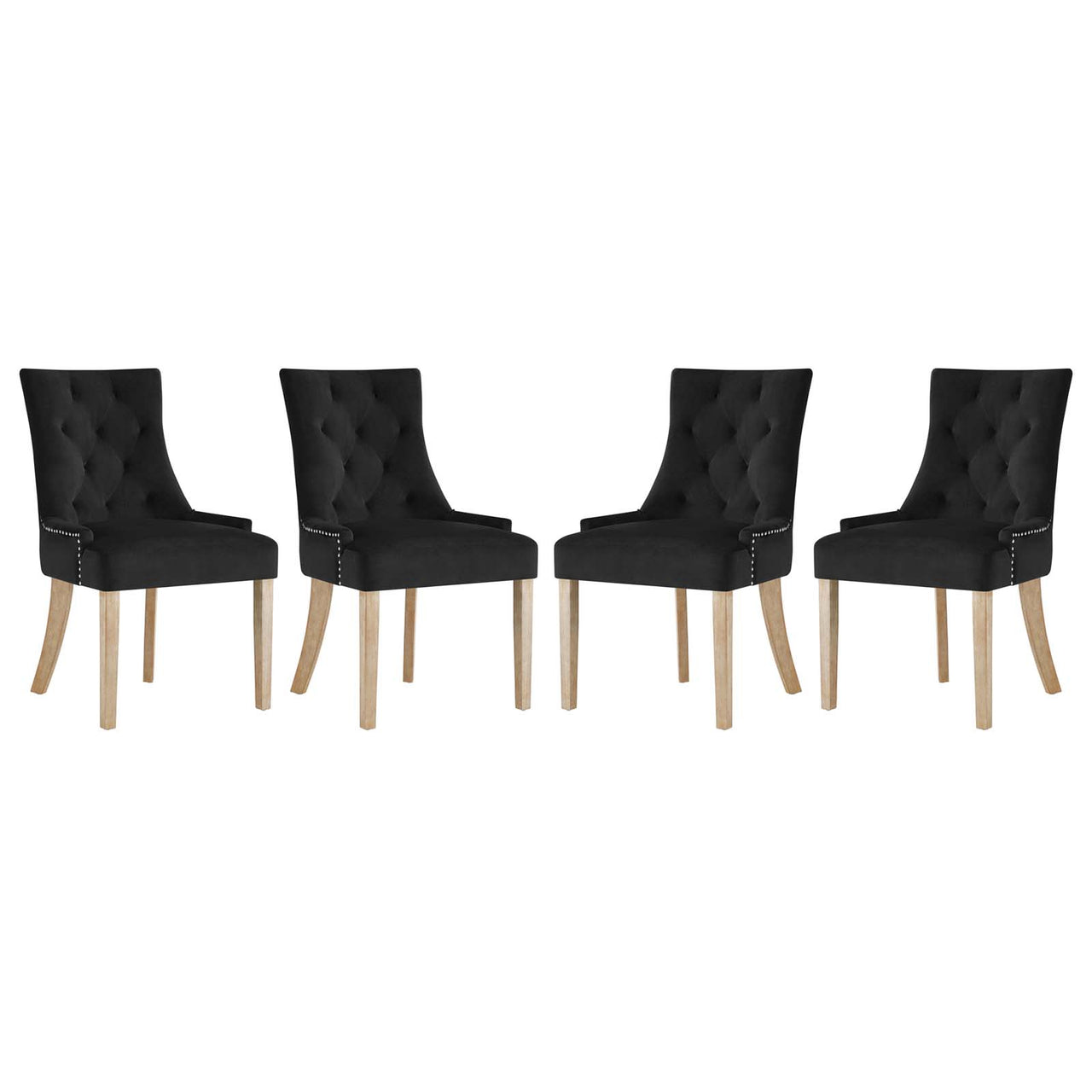 Queensridge Velvet Dining Chair Set of 4, Black