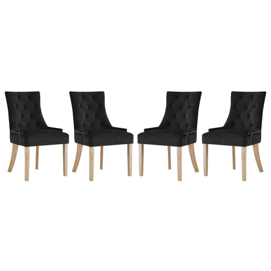 Pose Performance Velvet Dining Chair Set of 4, Black